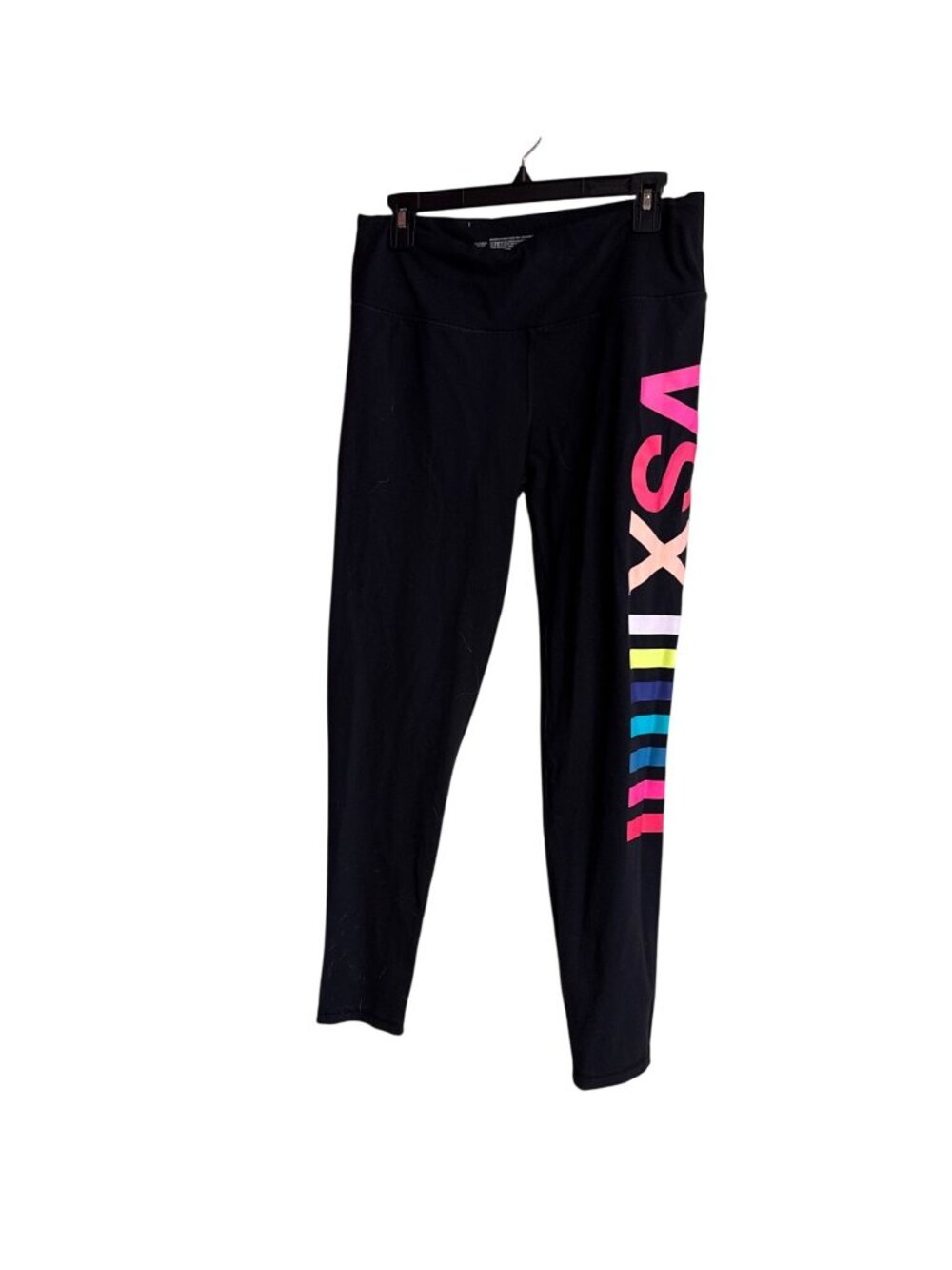Victorias Secret VSX Sport Black Leggings With Neon Side Stripe Womens L